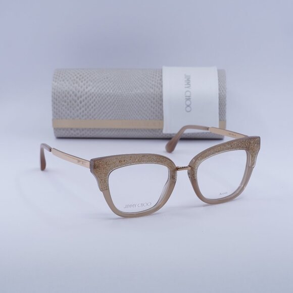Jimmy Choo JC237 0FWM 00 Cat Eye 49mm Eyeglasses - Nude with Glitter - Picture 1 of 10